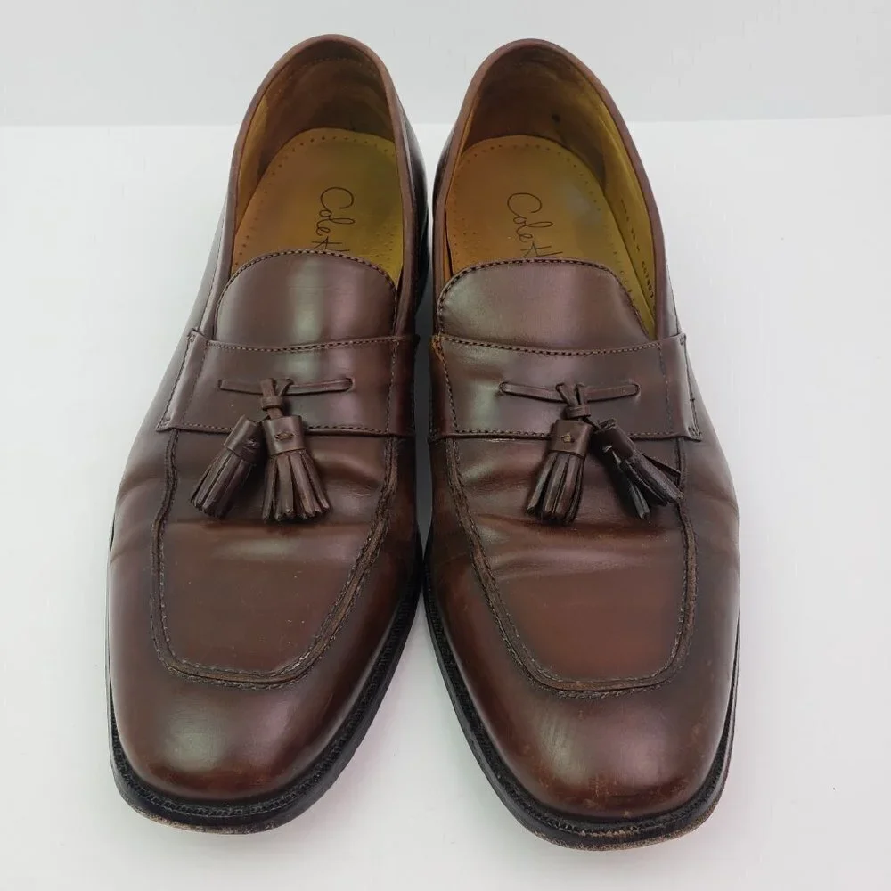 Cole Haan Mens Size 9.5 Brown NikeAir Tassel Slip On Formal Dress Loafer Shoes